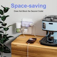 Cruise Travel Essential 3-Outlet Angled Plug Splitter, 3-Prong Grounded Outlet Extender, Compact Multi-Function Power Strip, Suitable For Kitchen And Bathroom Countertops - Mauve Purple - View 6