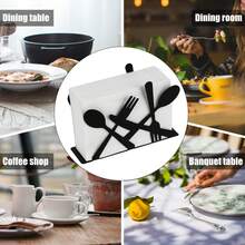 1pc Black Knife & Fork Napkin Holder For Home Kitchen, Cafe, Restaurant Dining Table, Metal Napkin Holder, Paper Towel Dispenser - Multicolor - View 4