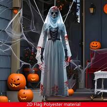 2D Flat Halloween Scary Bride Hanging Decoration, Perfect For Halloween Party Decor, Haunted House Decoration - Multicolor - View 3