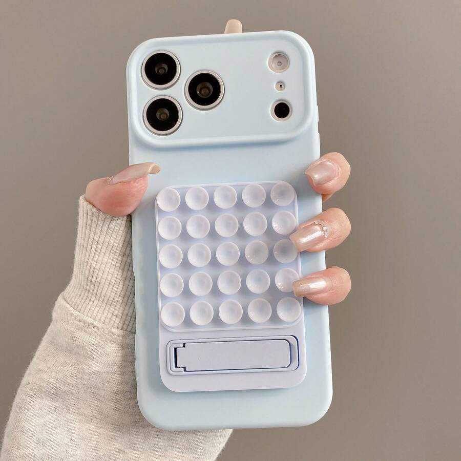 New Liquid-Like Phone Case + Suction Cup Stand, Minimalist & Portable, Compatible With Apple 18 Pro Max/17 Pro Max/15 Pro Max/16 Pro Max/14 Pro Max/13 Pro Max/Honor - Blue - View 1