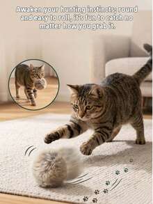 2pcs Rabbit‑Fur Cat Toy Ball, Self‑Entertaining Plush Cat Teaser Ball For Cats To Relieve Boredom, Scratch‑Resistant, Teething‑Resistant And Bite‑Resistant Pet Cat Scratching Ball - Multicolor - View 4