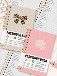 1set Spiral Password Organizer Notebook With Website, Username, Password/Hint, Email/Phone & Notes Sections, Office Desk Accessories Office Supplies, Halloween Gifts For Home & Work - A6 - View 6