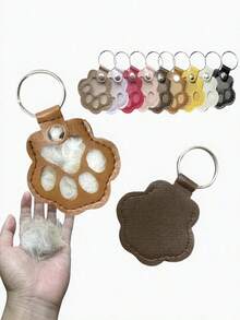 10pcs Pet Hair Memorial Keychain - Cute Paw Print Design With Storage Space For Dog/Cat Hair, Pet Owner Keepsake, Unique Gift Idea - Random Color 10pcs - View 1