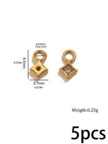 5 Pcs 304 Stainless Steel 18K Gold Plated Square Rhinestone Charms, Multi‑Color Crystal Tiny Pendants DIY Jewelry Accessories, Handmade Necklaces - Pendants - View 16