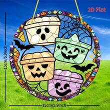 1pc 2D Flat Round Acrylic Hanging Ornament, Halloween Theme, Light-Catching, Home Decor, Durable Best Halloween Gift - A - View 2