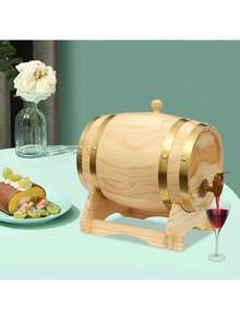 Weinfass mit Zapfhahn,5L Ellipse Bierfass mit Ständer,Whiskyfass für Wein und Spirituosen,Fass Barrel Weinfass für Bars,Vorratskammern,Esszimmer,Küchen und Partys,Log Color - Übersicht 2