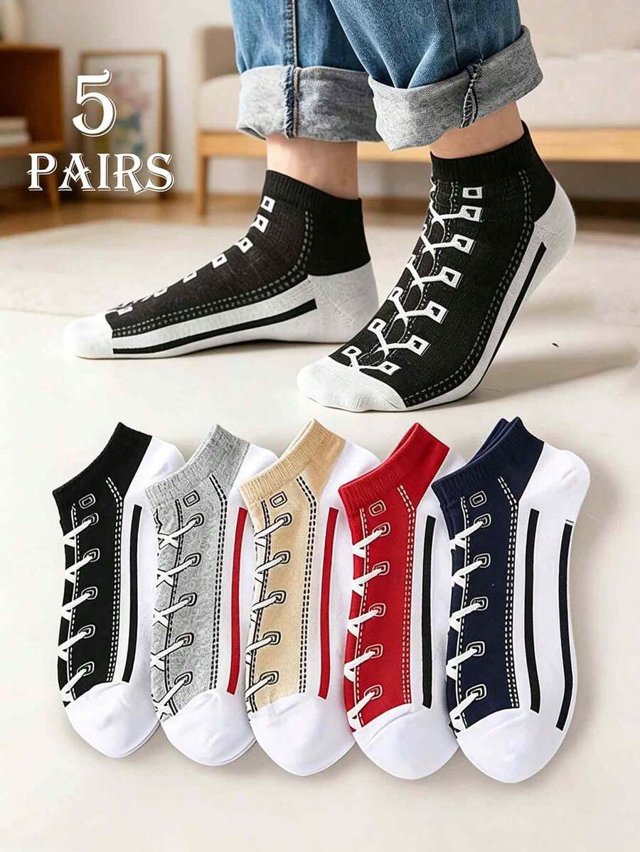 Canvas Shoes Socks, Creative & Unique, Quirky & Fun, Ankle Socks, Low-Cut Invisible Sports Socks, Thin Invisible Socks, Sports Socks, Canvas Shoes Socks, Comfortable & Breathable - Multicolor - View 1