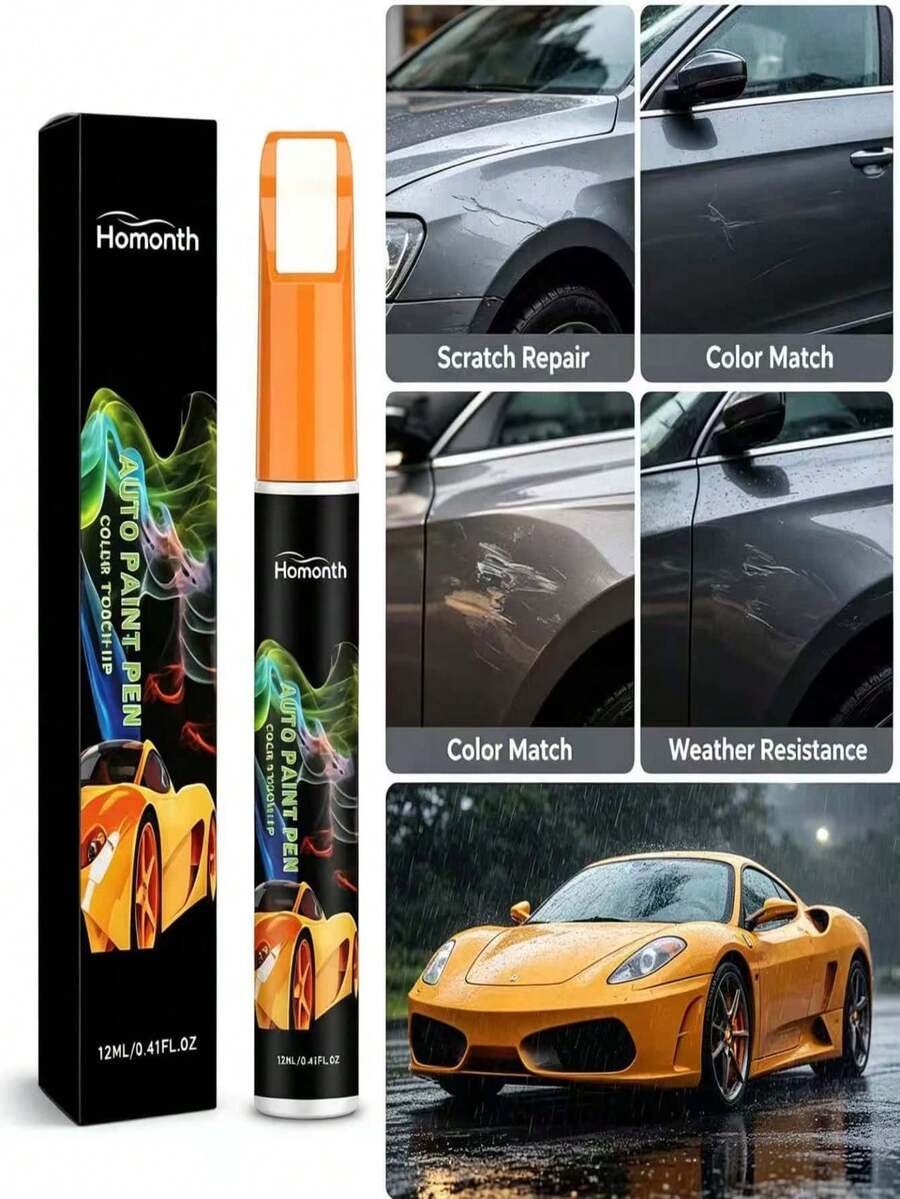 Car Touch-Up Paint Pen, Convenient Repair For Car Body Surface Scratches And Paint Loss, Quick-Drying, Suitable For Various Car Models, Fills Shallow Surface Scratches, Reduces Paint Color Difference, Resists Sun And Rain, Easy For Beginners To DIY, Home Essential, Convenient And Fast To Use, Special Holiday Gift For Family And Friends