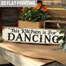 1pc Wooden Rustic Style Wall Plaque, Text "This Kitchen Was Made For Dancing" - Vintage Farmhouse Decor, Distressed Edges, Suitable For Kitchen, Dining Room, Entryway, Kitchen Wall Art, Entrance Decor - Multicolor - View 1