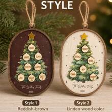 Custom Festive Christmas Family Tree Ornament, Personalized Name Hanging Decor, Merry Christmas Wooden Decoration For Gift Giving And Holiday Party Favors, Customized Xmas Ornament With 2-8 Custom Family Names, Customizable Holiday Keepsake Gift. - Style a - View 4