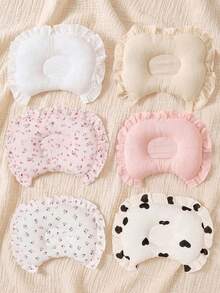 1pc Baby Pillow, Size 17*26cm, Soft Gauze Fabric, Suitable For Newborns And Infants - Cute Design Gauze Ruffle Baby Pillow, Perfect Sleep Gift For Girls. Suitable For Daily Use. - Multicolor - View 2