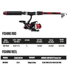 KecchKrezing Red Telescopic Straight Handle Lure Fishing Rod And Spinning Reel Set, Full Accessories Including Various Bionic Lures, Fishing Hooks, Bite Alarm Bell, Floats, Mini Landing Net And Carrying Bag, Suitable For River, Lake And Shore Leisure Lure Fishing - Red - View 4