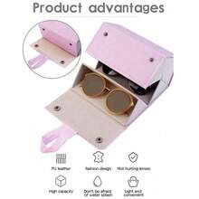 1pc Foldable, Multi-Specification, Large Capacity Vintage Creative PU Leather Glasses Case, 2/3/4/5/6 Slots, Portable Travel Glasses Case, Foldable Design, Non-Washable. Features: No Printing, No Burrs, Handbag Accessory, Home Storage, Aesthetic And Neat, Best Choice For Gift - Pink - View 9