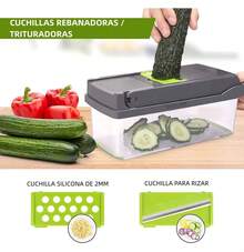 Rallador Cortador Rebanador Picador 13 Piezas Manual Para Futas Y Verduras Viralix - Verde - Ver 4