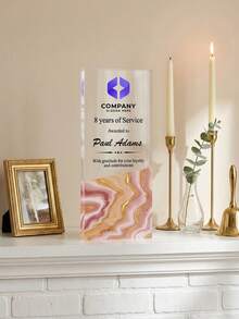 1pc Personalized Marble Pattern Acrylic Trophy Plaque, Customized Logo & Photo Engraving, Service Award, Corporate Employee Recognition Retirement Anniversary Gift, Suitable For Office Workplace - Multicolor - View 9