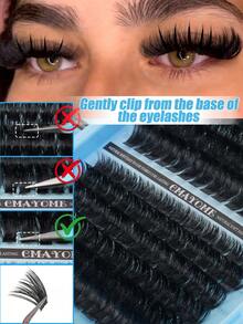 CMAYOME 600/684/708/720pcs D-Curl False Eyelashes, Includes 10D-150D Different Lengths And Pointed Single Eyelashes, Suitable For Various Eye Makeup Styles, Beginner-Friendly, Eyelash Clusters, High Cost-Performance - Multicolor - View 8