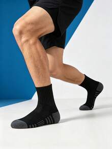 1/5/10/20 Pairs Men's Mid-Calf Socks, Grey Base With Striped Design, Comfortable Sports Socks, Simple Casual Socks - Multicolor - View 4