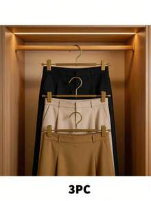 1/3pcs Premium Matte Gold Aluminum Pants Hanger, 12.25 Inch (Approx. 31.0cm) Ultra-Smooth Durable Metal Skorts Rack, Lightweight Sturdy Metal Frame, Suitable For Pants, With 2 Adjustable Non-Slip Clips And Rotating Hook - Multicolor - View 2