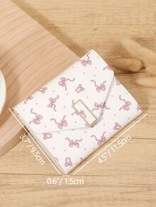 Fashionable Women's Bow Short Credit Card Storage Bag, Simple And Casual Multifunctional Card Holder, Three Fold Buckle Women's Wallet - White - View 10