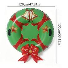 120CM Christmas Wreath Inflatable Snow Tube, Thickened PVC Adult Snow Sled Ring, Winter Outdoor Snow Field Play Prop - Multicolor - View 5