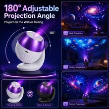 銀河投影小夜燈 可調焦 USB 星空投影儀 附 24 片投影幻燈片 360° 即插即用 高畫質銀河星空投影機 適用於臥室與車內 可調亮度 - 彩色 - 查看 5