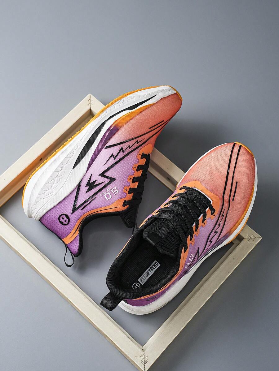 1 Pair Contrast Color Casual Lace-Up Men's Casual Sports Shoes For Outdoor All Season