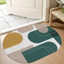 1pc Oval Flannel Door Mat, Soft Comfortable Absorbent Non-Slip Machine Washable With Anti-Slip Backing, Suitable For Entrance, Living Room, Patio, Bedroom, Kitchen, Laundry Room, Bathroom, Multi-Functional Home Floor Mat, Entryway Rug, Kitchen Bathroom Carpet, Holiday Decoration - Multicolor - View 2