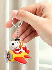 2pcs Classic Snoopy Pilot Keychain Set, Motorcycle & Airplane Theme Snoopy Keychains, Multi-Functional Car Key & Bag Charm Pendant, Casual Fashion Accessory & Holiday Gift - Multicolor - View 8
