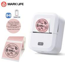 Marklife 標籤印表機 - 便攜式熱感標籤印表機，適用於產品、地址、小企業、貼紙，兼容 iOS 和 Android，包含 1 包 50*50mm（圓形）標籤（150 張/捲），節日禮物的最佳選擇 - 彩色 - 查看 12