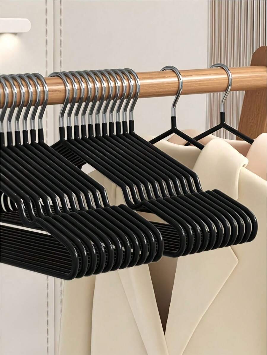 20/15/10/5pcs Non-Slip Hangers, Black Non-Slip Hangers, Bedroom Supplies, Storage Supplies, High-Quality Durable Storage Solution For Bedroom And Closet - Easy To Hang, Space-Saving Design, Perfect For Home Use, Christmas Decoration, Etc. - Multicolor - View 1