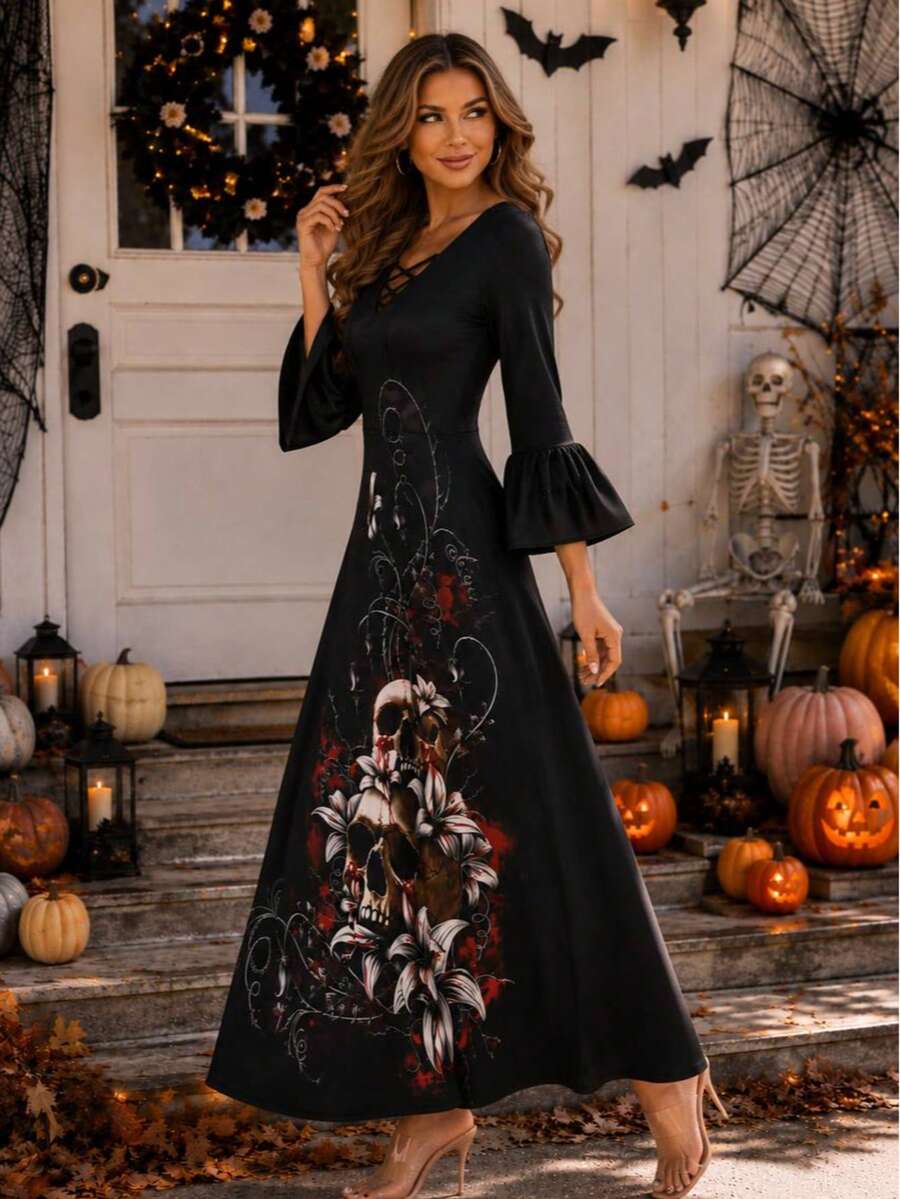 Women Long Dresses - Black - View 1