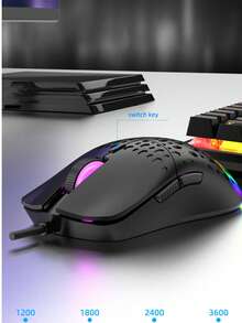 Wired RGB Colorful Glowing Hollow Gaming Mouse For Computer - White Gray - View 5