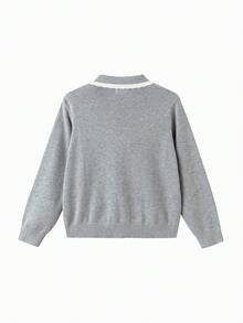 Balabala Baby Girls Knit Cardigan Soft Cozy Sweater For Spring Autumn - Medium Gray - View 5