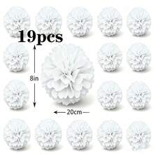 19pcs Handmade Paper Flower Balls, Suitable For Indoor/Outdoor Hanging Decoration, Outdoor Holiday Party Decoration, Photography Props, Spring Decoration, Valentine's Day Party Decoration, Romantic Wedding Photography Props - Red - View 14