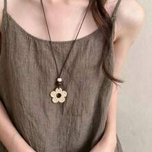 1 Vintage Imitation Vine Woven Flower Pendant Necklace, Bohemian Style, Suitable For Weddings, Daily Matching Necklace Accessories - Multicolor - View 2