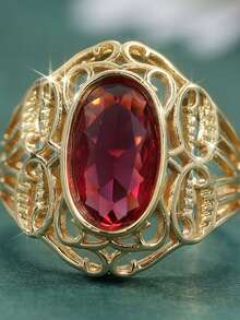 Vintage Luxury Gold Hollow Ring, Jewelry Accessory For Women To Wear At Holiday Parties - Gold - View 9