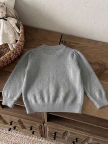 Girls' Cute Butterfly Pullover Sweater, Suitable For Daily Wear In Spring, Autumn And Winter - Grey - View 5