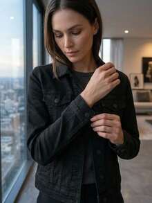 Women Denim Jackets & Coats - Black - View 3