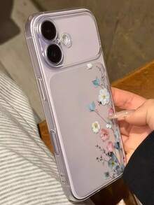Pink & Blue Ditsy Floral TPU Transparent Pattern Phone Case Compatible With Apple 18/18Pro/18ProMax/17/17Pro/17ProMax/16/16Pro/16ProMax/15/15Pro/15ProMax/14/14Pro/14ProMax/13/13Pro/13ProMax/12/11 Fashionable Fresh Design Shockproof Minimalist Full Coverage Protective Cover High-Quality Shock-Absorbing Durable Gift For Friends Women's Daily Essential Phone Accessory - Clear - View 2