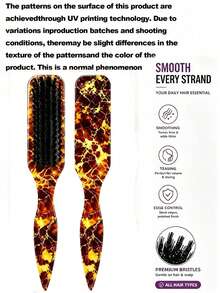 Yellow Plastic Back Brush, Unisex Smooth Back Comb, Plastic Hair Brush/Beard Brush, Styling Comb, Unscented Hairdressing Comb, Edge Control Comb, Wide Ponytail Design With Wide Pointed Tail Back Comb And Detangling Comb, Convenient For Parting, Styling, Polishing And Smoothing Hair, Creating Smooth Frizz-Free Hairstyle, Suitable For Men And Women, Recommended As Christmas Gift - Multicolor - View 6