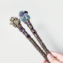 1 buah Tongkat Sihir Amethyst Alami Mentah, Tongkat Kristal Keberuntungan Peri, Tongkat Permata Spiritual, Tongkat Sihir Penyihir, Hadiah Dekorasi Meja Rumah Kreatif - Tongkat Ajaib - View 5