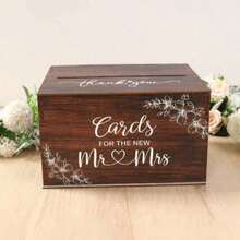 Wooden Wedding Card Sign-In Box, Mr. And Mrs. Card Design, Multi-Functional Wedding Bride Card Storage Box, Suitable For Wedding Party Decoration, Anniversary, Bridal Shower And Other Party Supplies, Card Storage Box, Size - 1PC - View 5