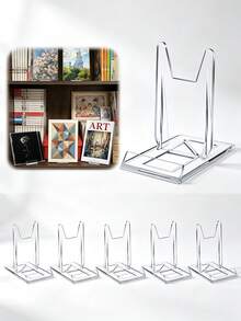 8pcs Acrylic Book Display Stand Adjustable Transparent Book Display Rack Easel Holder Suitable For Home Office Back To School Library Bookshelf Manga Collection Album CD Magazine Postcard Artwork - Multicolor - View 4