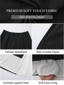 ROSIE POPHUB Women's Black Fdoc High Waist Double Layer Split Maxi Skirt Elegant Straight Long Midi Skirt Daily Commute Work Outfit For Fall & Winter - Black - View 9