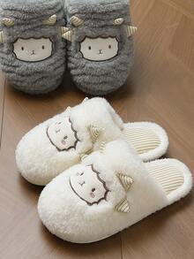Women's Cartoon Slippers, Autumn/Winter, Hollow EVA, Soft, Versatile, Casual, Flat - White - View 3