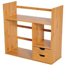 Estante, Escrivaninha, Biblioteca, Organizador de Armazenamento, Escritório, Cozinha, Banheiro, Madeira de Bambu Natural - A - Ver 2