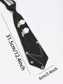 1pc Feather Rhinestone Brooch Chain, No-Tie Collar Decoration, Commute Daily School Performance Shirt Accessory - Multicolor - View 5