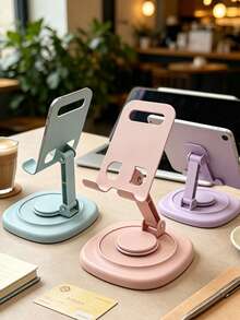 1pc 360° Rotatable Aluminum Alloy Adjustable Tablet Stand, 360° Rotatable Folding Tablet Holder, Universal Smartphone Tablet Desktop Stand, Multi-Angle Silicone Non-Slip Base Folding Desktop Stand, Back To School Supplies - Multicolor - View 4