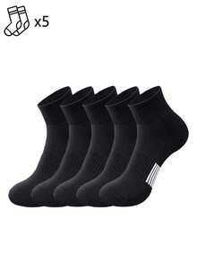 1/5/10/20 Pairs Men's Mid-Calf Socks, Mesh Comfortable Sports Socks, Striped Non-Slip Shock-Absorbing Sole, Simple Casual Socks - Multicolor - View 15