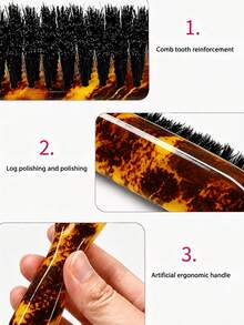 Yellow Plastic Back Brush, Unisex Smooth Back Comb, Plastic Hair Brush/Beard Brush, Styling Comb, Unscented Hairdressing Comb, Edge Control Comb, Wide Ponytail Design With Wide Pointed Tail Back Comb And Detangling Comb, Convenient For Parting, Styling, Polishing And Smoothing Hair, Creating Smooth Frizz-Free Hairstyle, Suitable For Men And Women, Recommended As Christmas Gift - Multicolor - View 5